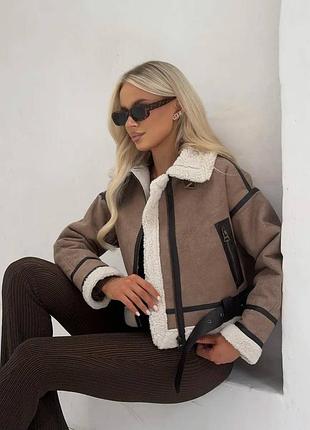 Жіноча тепла дублянка на хутрі