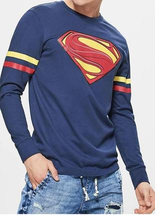 Чоловічий світшот cropp синій з принтом superman розмір l