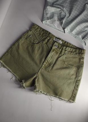 Коротенькі джинсові хакі шортики pull&bear