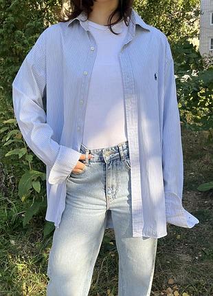 Сорочка жіноча polo ralph lauren у смужку блакитна m/l