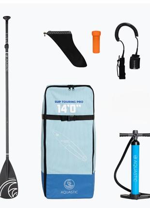 Надувная туристическая sup-доска aquastic touring pro 14'0" синего цвета (модель aqs-sup010).
