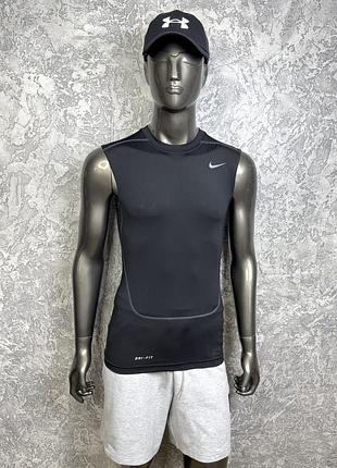 Nike pro combat dri-fit майка безрукавка m размер спортивная компрессионная черная