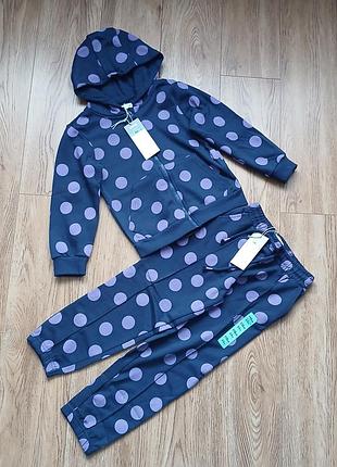 Костюм кофта + брюки принт горошек, утепление флис. sinsay 116см. 5-6р. новый.