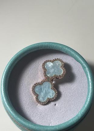 Сережки жіночі van cleef & arpels конюшина з перламутром
