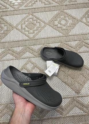 Крокси сабо crocs literide grey light green