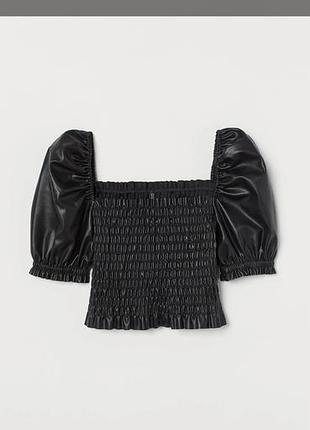 Топ жіночий h&m зі штучної шкіри, чорний