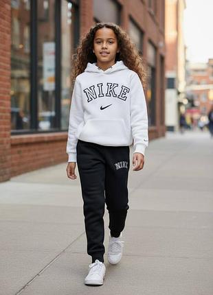 Спортивний костюм унісекс nike чорний на флісі (худі та штани)