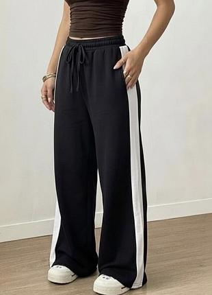 Спортивні штани h&m wide-leg з лампасами та кнопками