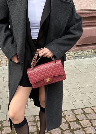❤️брендовая сумка шанель классическая chanel бургунди бордовая натуральная кожа премиум люкс