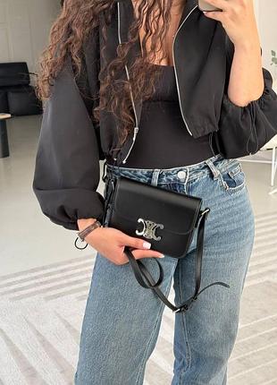 Celine teen triomphe bag black/silver in shiny calfskin [оригинальная коробка]