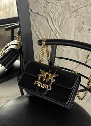 Pinko mini love bag one simply black/gold [оригінальна коробка]