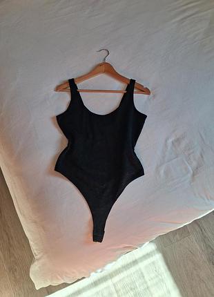 Черный женский боди из текстурной ткани h&amp;m