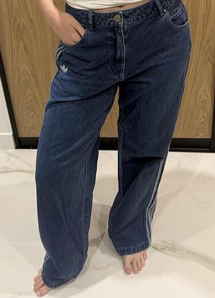 Жіночі джинси adidas high rise wide leg темно-сині