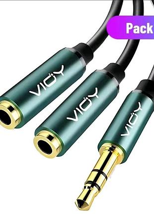 Аудиокабель-разветвитель Vioy 3.5 mm jack (1m / 2f) 23 см aux splitter hi-fi, 100% медь, в оплетке