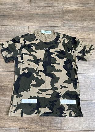 Футболка чоловіча off-white камуфляжна, розмір s-m