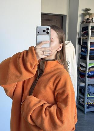Кофта чоловіча флиска толстовка свитер свитшот реглан худи uniqlo флісова помаранчева