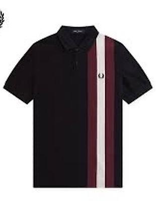 Поло чоловіче fred perry vertical stripe polo shirt розмір xl колір чорний бавовна