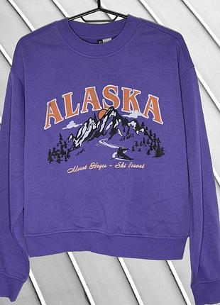 Женский фиолетовый свитшот h&amp;m s m 36 38 гейдем оверсайз кофта с принтом рисунком сиреневый трикотажный свитшот h&amp;m s m