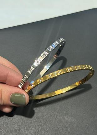 Браслет з нержавіючої сталі в сріблі і позолоті 18k