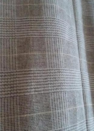 Тепленькая брендовая бежевая коричневая шерстяная юбка в клетку. размер м/46. польша.3 фото