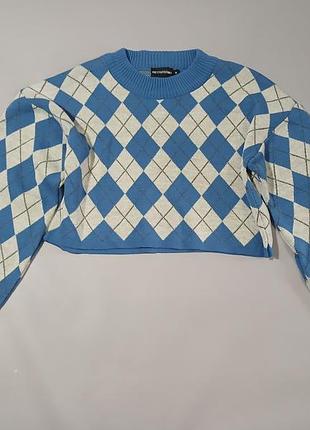 Prettylittlething argyle crop jumper  жіночий джемпер