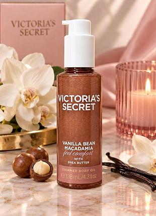 Масло для тела от victoria’s secret vanilla bean macadamia shimmer body oil.