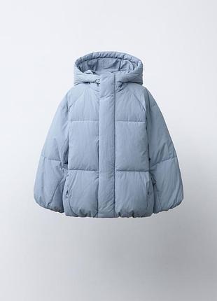 Стьобаний пуховик блакитний на дівчинку zara new