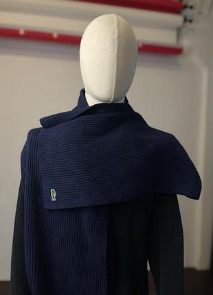 Шарф lacoste темно-синій в’язаний шерстяний