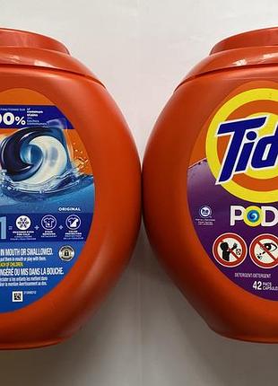 Капсули для прання tide pods 3-in-1 42 шт original та spring meadow