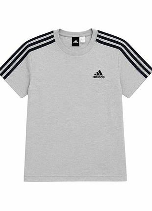Футболка унісекс adidas сіра з трьома смужками