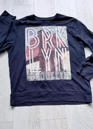 Світшот чоловічий темно-синій з принтом brooklyn, розмір xl