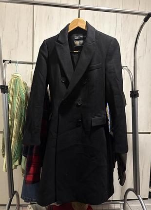 Жіноче класичне двобортне пальто zara woman з італійської вовни manteco