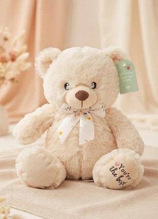 Мягкая игрушка эко-медик keel toys keeleco cream bear 35 см, плюшевый мишка с вышивкой you're the best (se1737)
