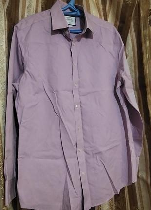 Мужская классическая рубашка charles tyrwhitt | slim fit | без глажки (non-iron) | размер l (42/86)