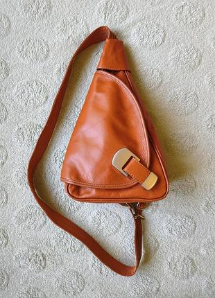 Кожаный рюкзак tuscany leather hanoi натуральная кожа коньячного цвета сумка на плечо