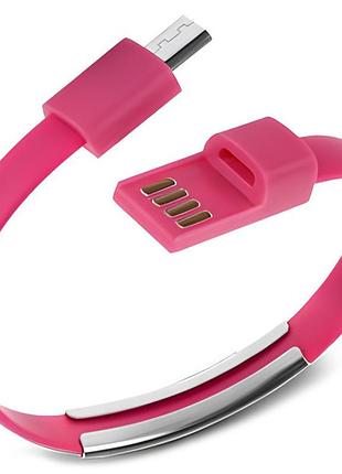 Кабель-браслет rtl micro usb 2.0 0.2 м для зарядки и синхронизации розовый (s0608)