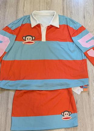 Спортивний костюм жіночий paul frank x sumwon двійка в смужку помаранчевий, блакитний