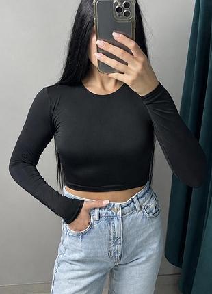 Жіночий лонгслів zara поліамідний чорний чорний лонг zara чорний лонгслів zara топ