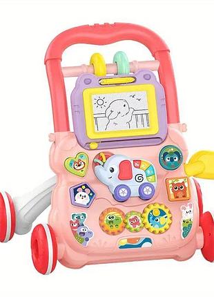 Каталка-ходунки limo toy шагай сам с игровой панелью розовая (hb0041ab-pn)