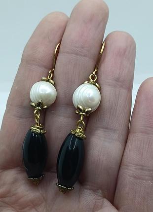 Серьги сережки натуральный камень
