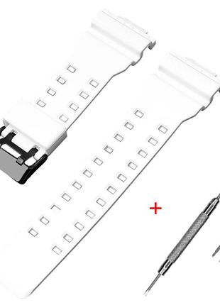 Ремешок для casio g-shock ga-100/110/120 white-glossy bk