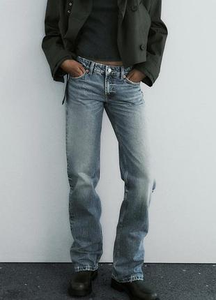 Джинси жіночі zara straight fit low rise сині