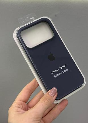 Чехол-накладка с микрофиброй для айфон 18 pro, чехол silicone case с микрофиброй для iphone 18 pro (темно-синий)