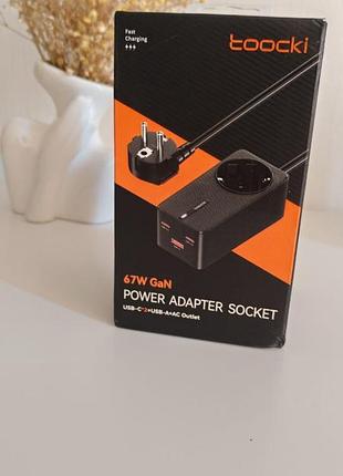 Зарядна станція toocki 67w gan power adapter socket / розетка / usb-c
