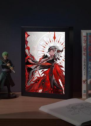 Акриловий led-світильник "genshin impact" — 3d-картина з підсвічуванням, чорний