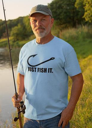 Футболка для рыбака светло-голубая "just fish it", 2xl (10681)