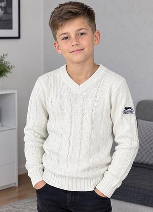 Светр для хлопчиків slazenger в'язаний молочний