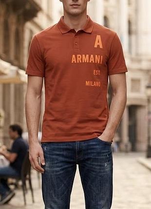 Поло armani exchange (a|x) в терракотовом цвете | xl