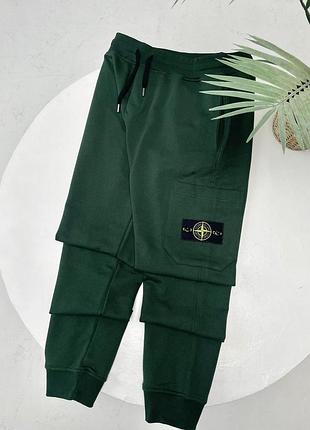 Штани stone island темно-зелені
