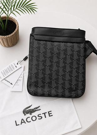 Сумка планшетка черная lacoste монограмм